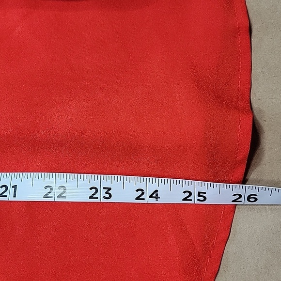 The Limited Size S Red Short Sleeve Button Down Blouse with Tie Neck. - Picture 10 of 12